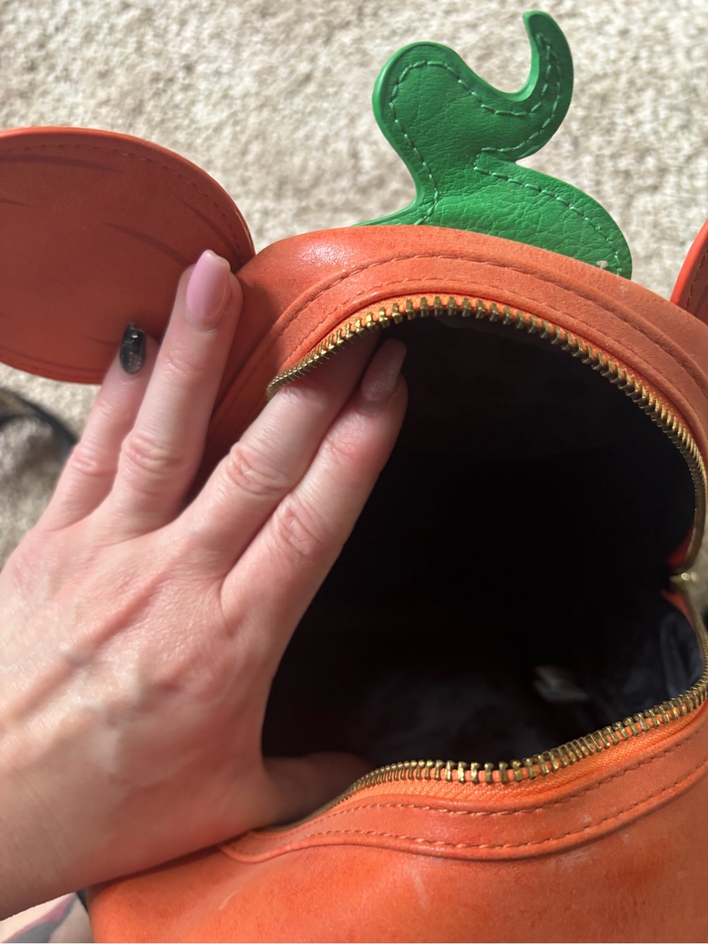 Loungefly Orange Pumpkin Mickey Ear Mini Backpack - Picture 6 of 6